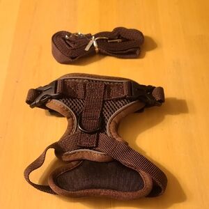 Premium Brown Dog Harness and Leash Set